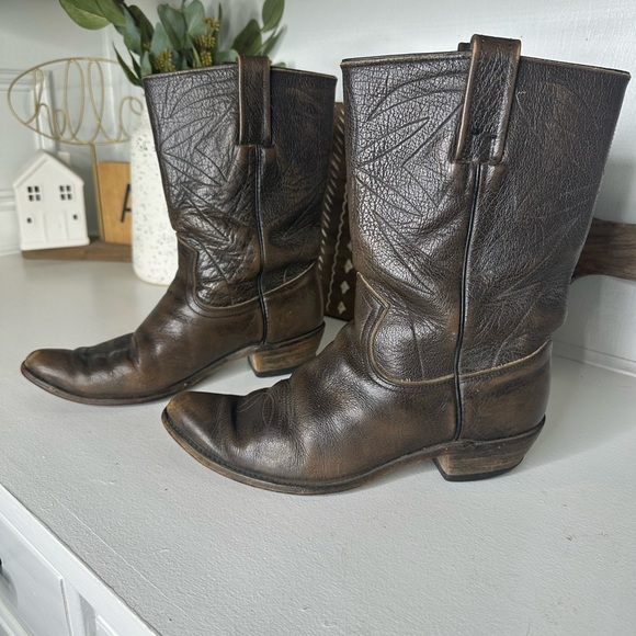 Frye Shoes - Vintage Frye Aged Brown Leather Western Cowboy Boots Women's - Size 7.5
